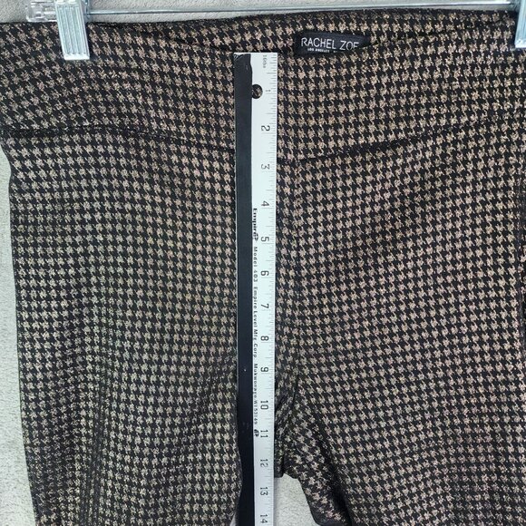 Womens Rachel Zoe Black & Metallic Gold Houndstooth Pants Career Straight 14 - Picture 6 of 12